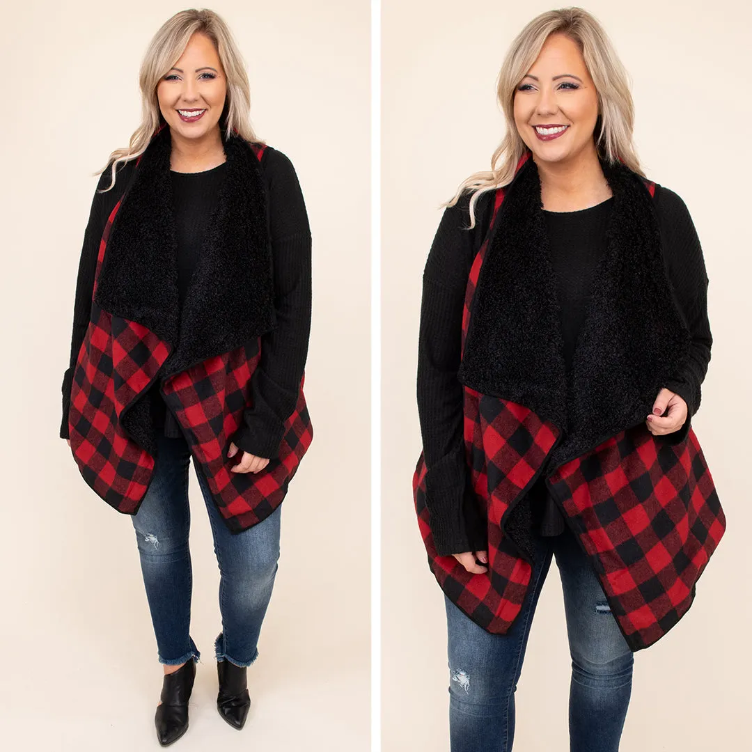 Blustery Night Vest, Black-Red