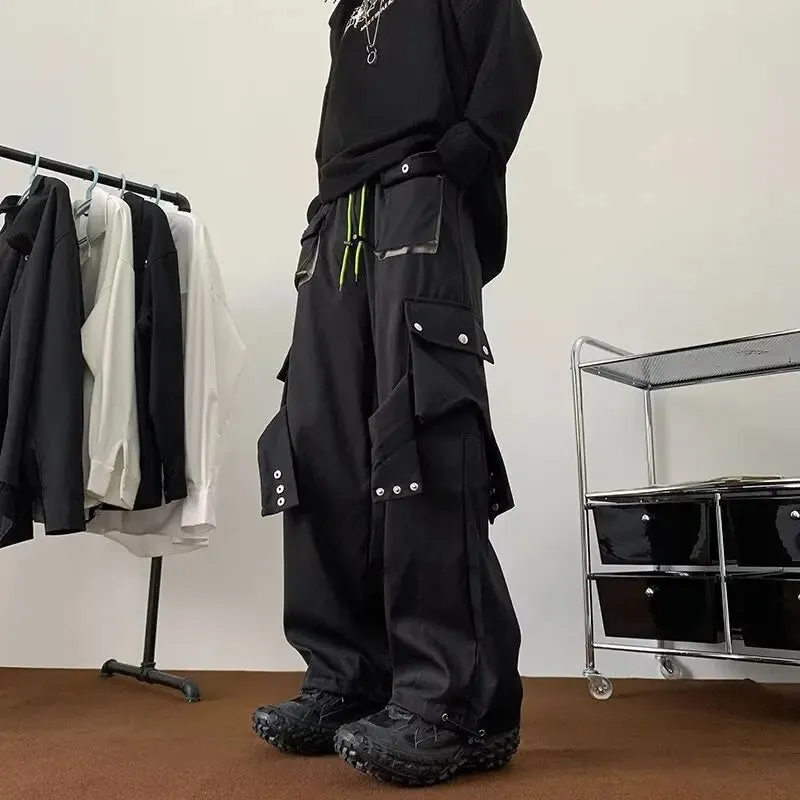 Bonsir American Style High Streetwear Multi Pocket Men Cargo Pants New Trendy Loose Straight Sweatpants