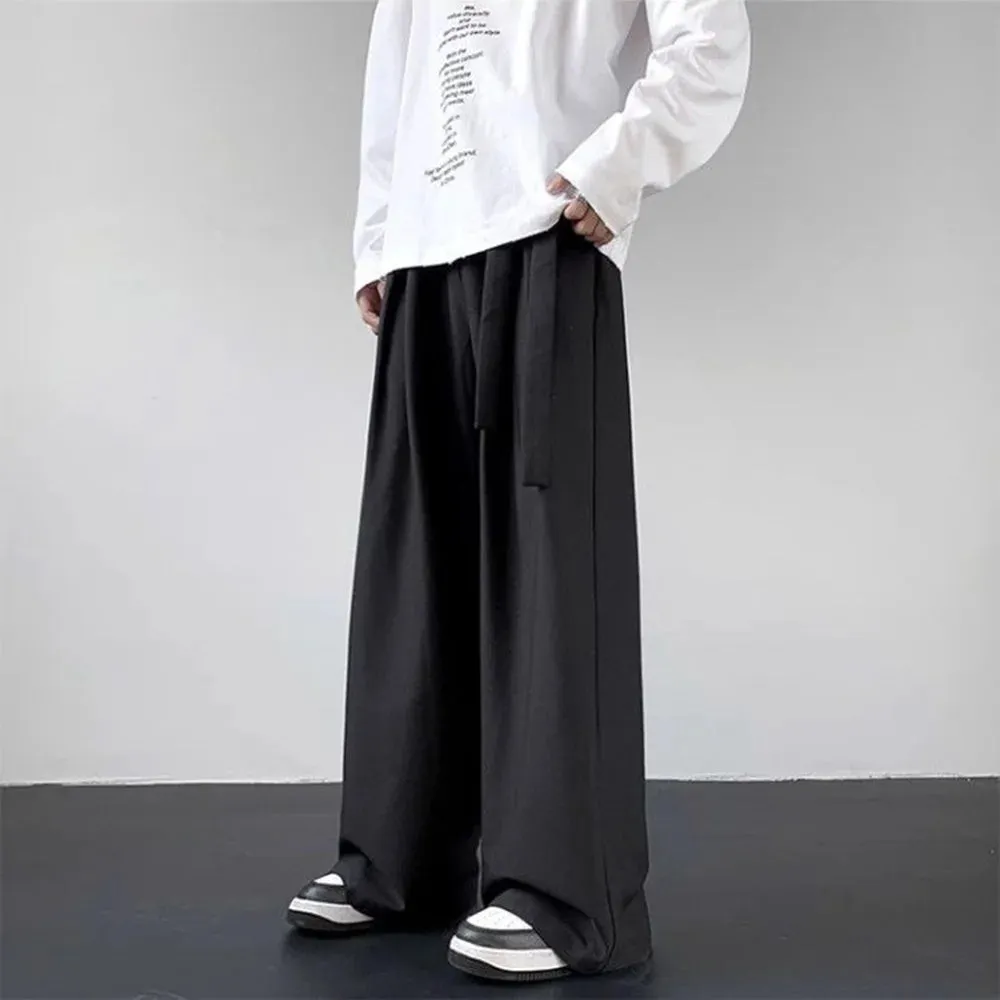 Bonsir Mens Y2k Japanese Belt Casual Trousers Streetwear Daily Niche Personality Versatile Comfortable Straight Pants Men 2024 New