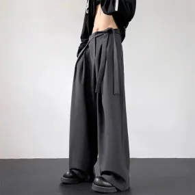 Bonsir Mens Y2k Japanese Belt Casual Trousers Streetwear Daily Niche Personality Versatile Comfortable Straight Pants Men 2024 New
