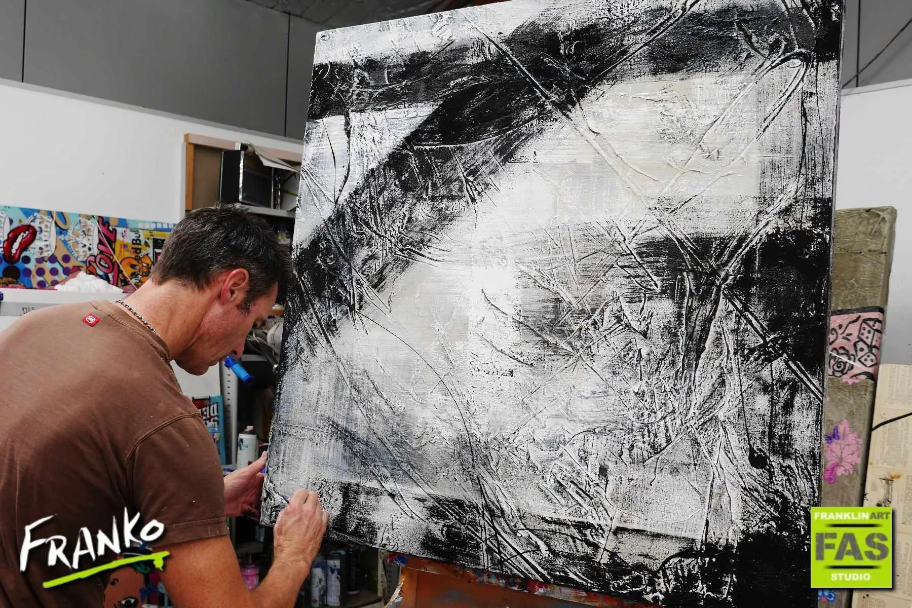 Brainwashed 100cm x 100cm Grey Black Abstract Painting (SOLD)