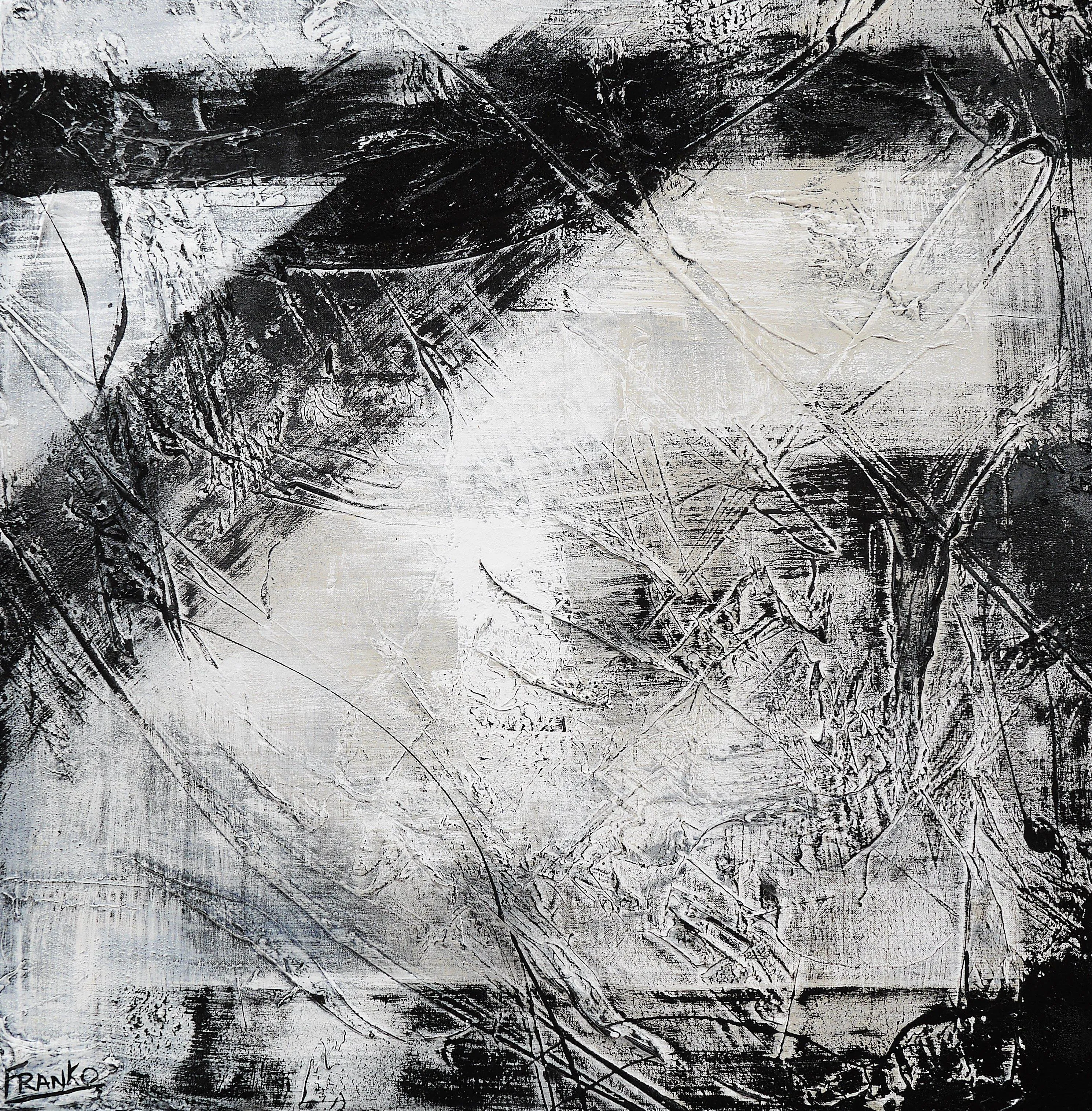 Brainwashed 100cm x 100cm Grey Black Abstract Painting (SOLD)
