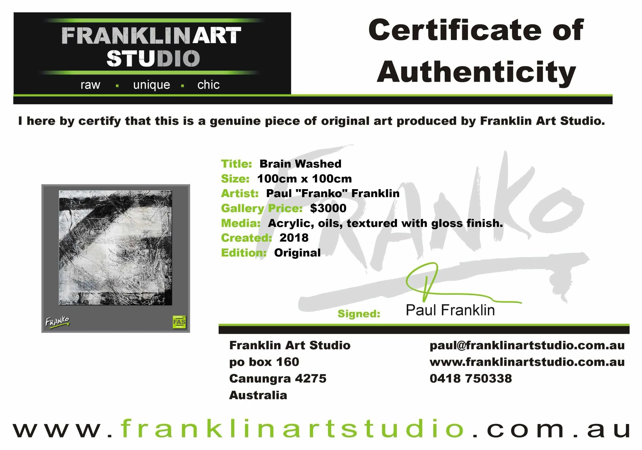 Brainwashed 100cm x 100cm Grey Black Abstract Painting (SOLD)
