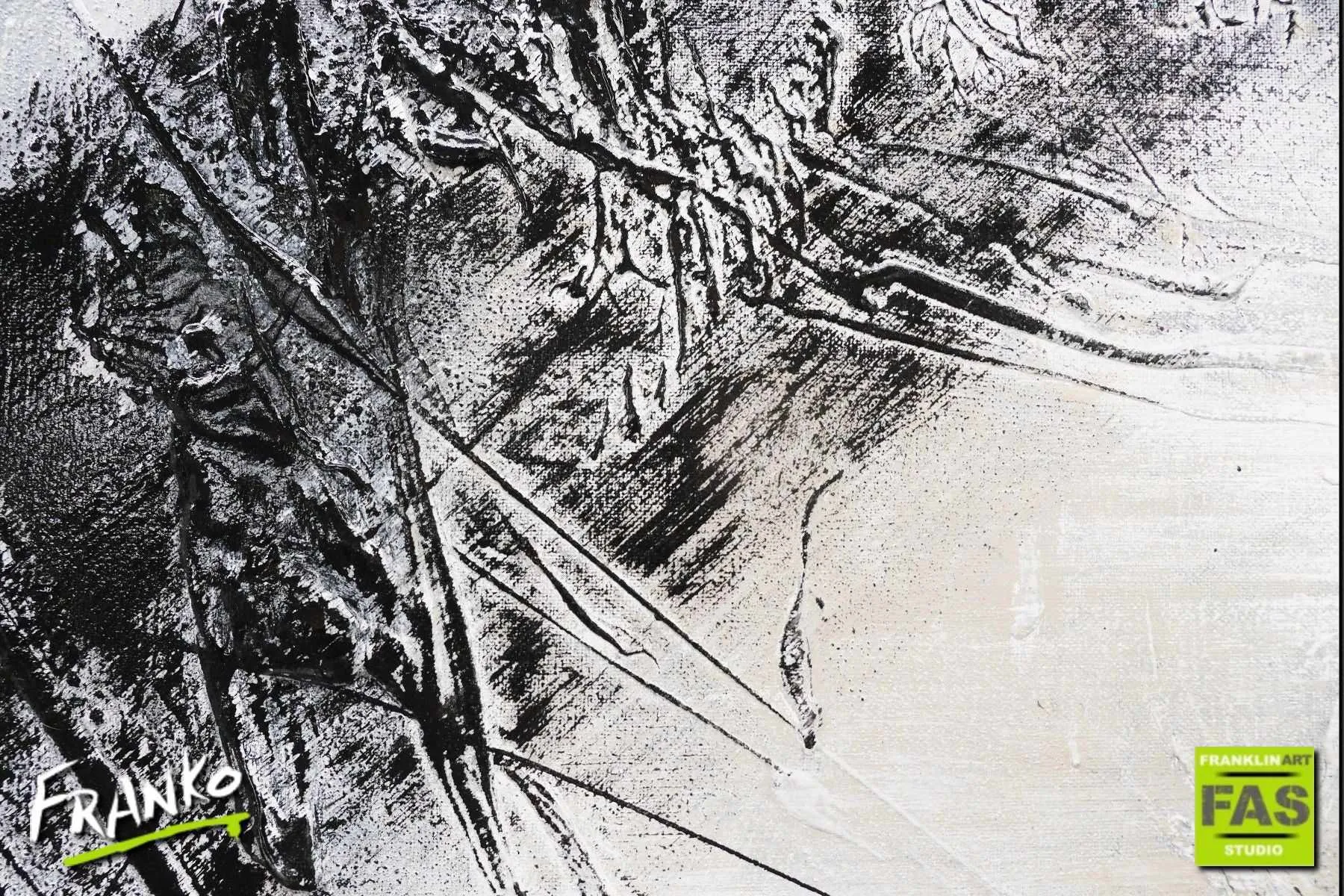 Brainwashed 100cm x 100cm Grey Black Abstract Painting (SOLD)