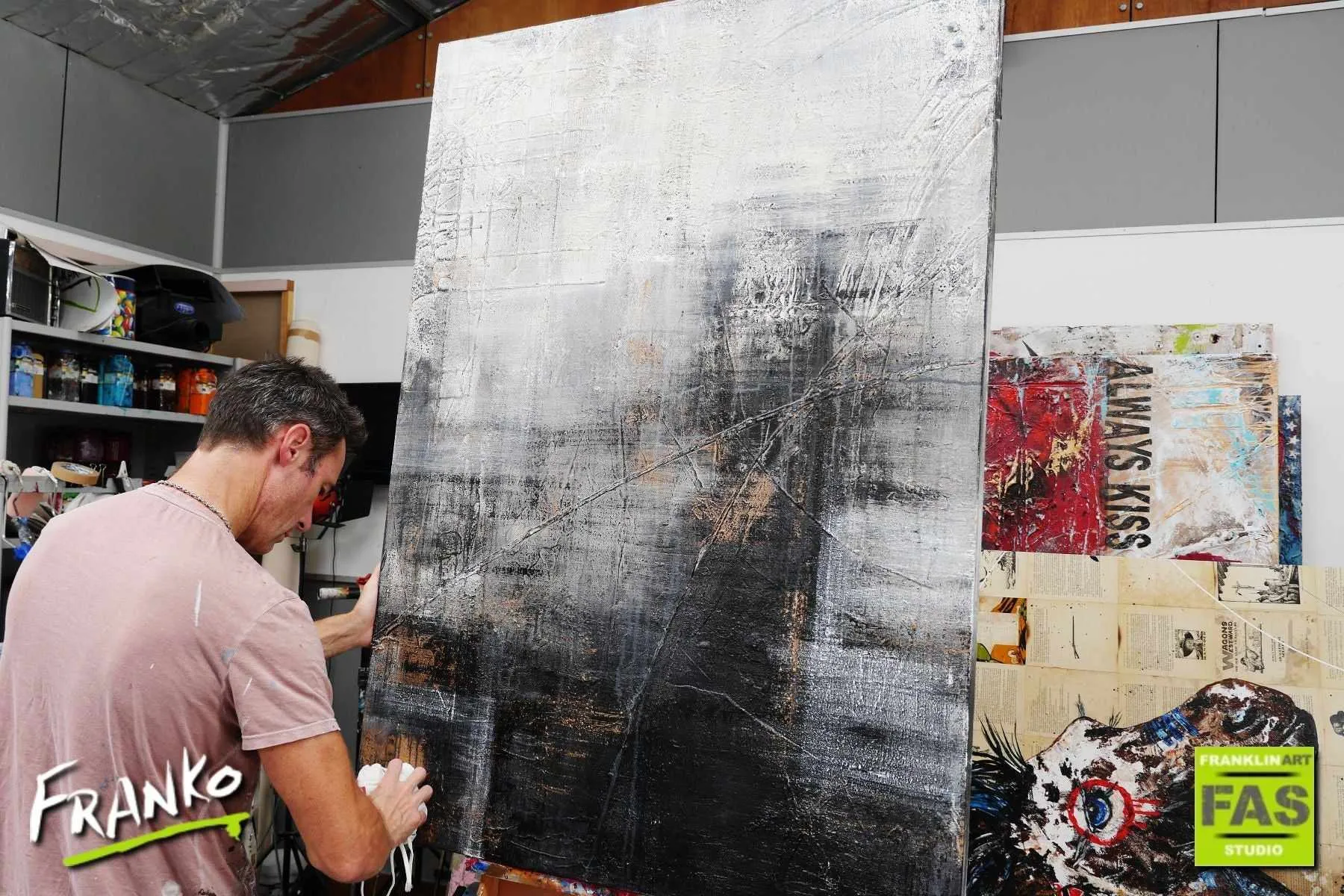 Bronze Age 140cm x 100cm Grey Black Abstract Painting (SOLD)