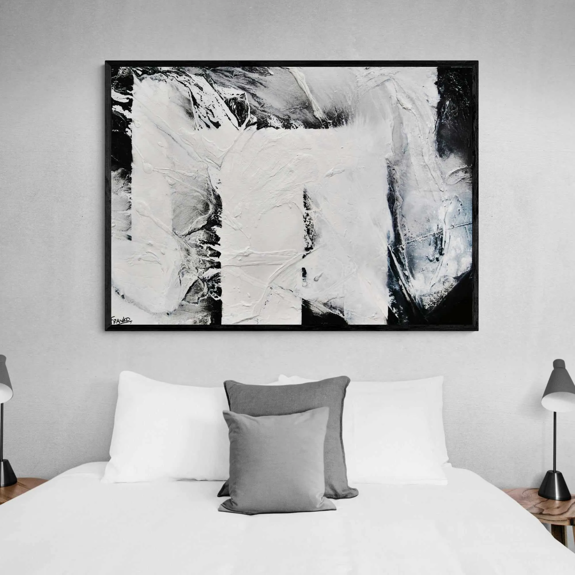 Carbon Fibre 140cm x 100cm Black White Textured Abstract Painting (SOLD)