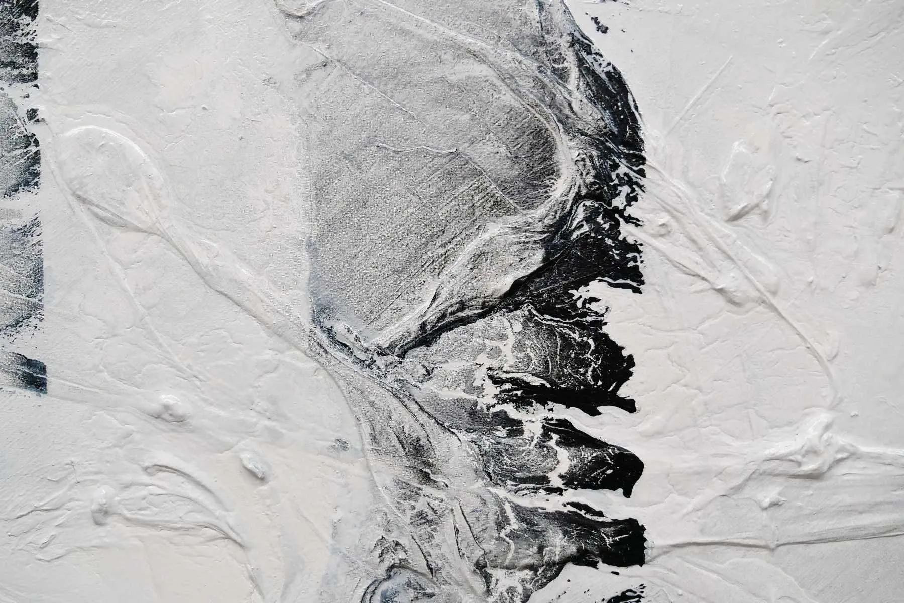 Carbon Fibre 140cm x 100cm Black White Textured Abstract Painting (SOLD)