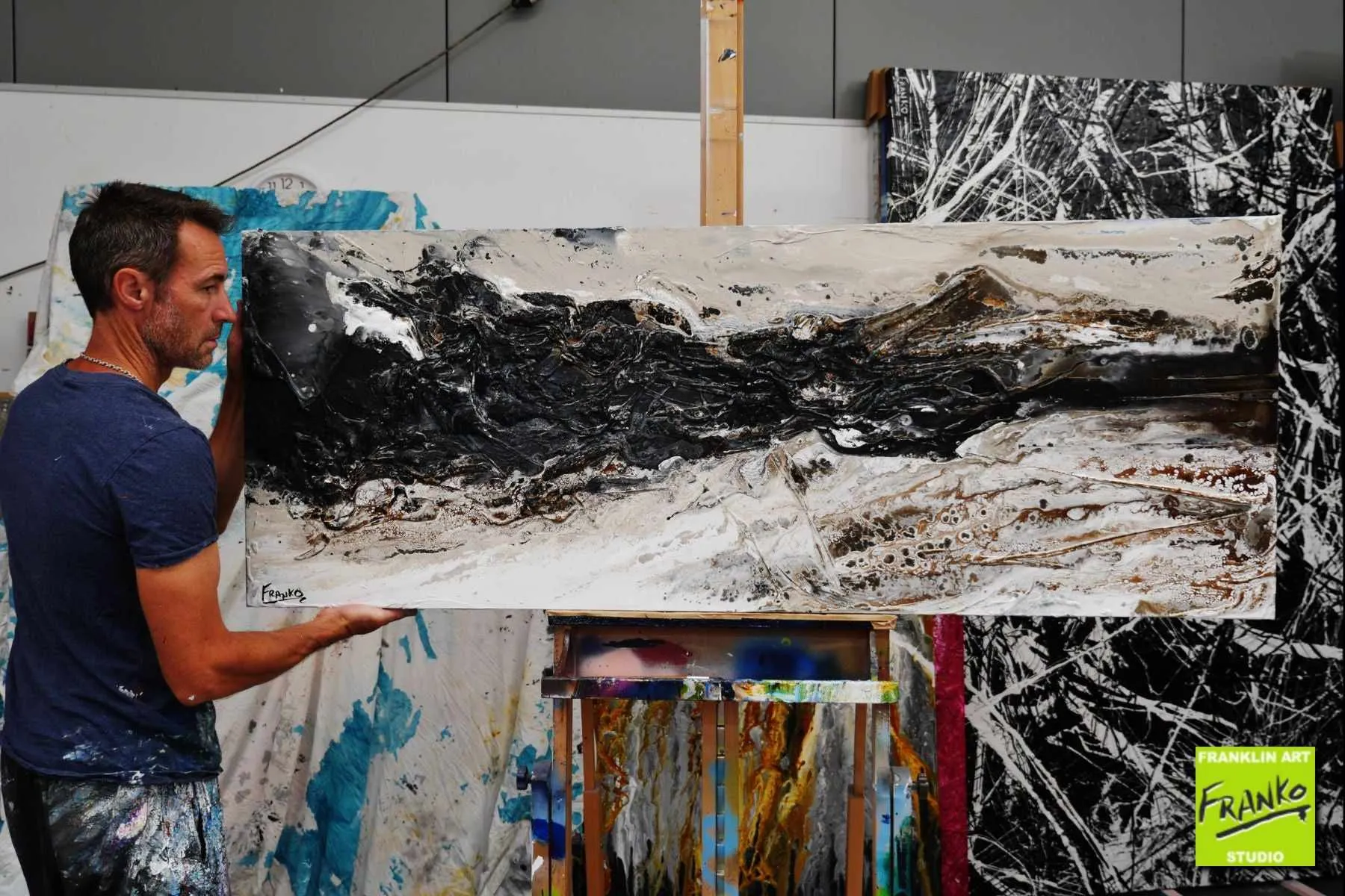 Changed 160cm x 60cm Grey Black Textured Abstract Painting (SOLD)