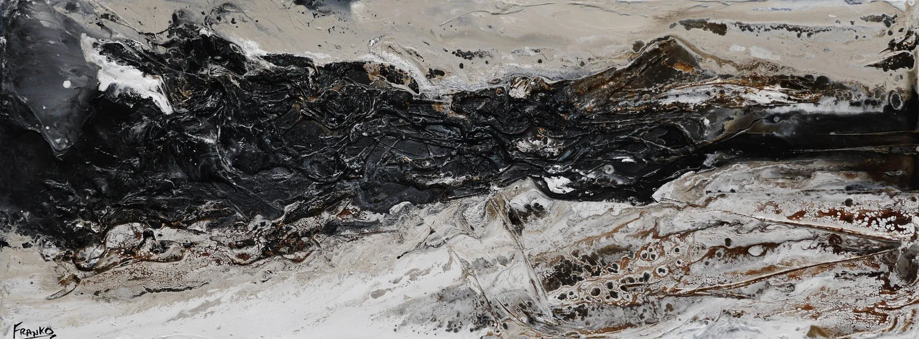 Changed 160cm x 60cm Grey Black Textured Abstract Painting (SOLD)
