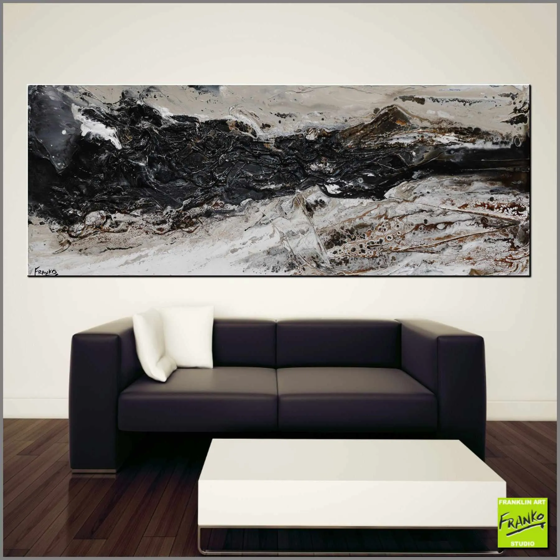 Changed 160cm x 60cm Grey Black Textured Abstract Painting (SOLD)