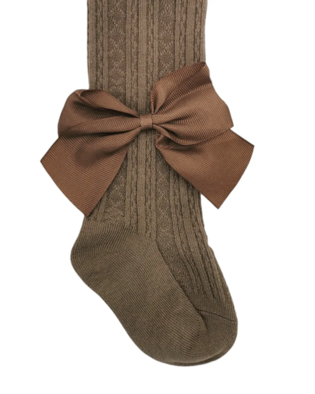 Chocolate brown Ankle Tights With Bow