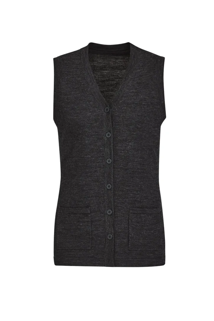 CK961LV BizCollection Womens Button Front Knit Vest