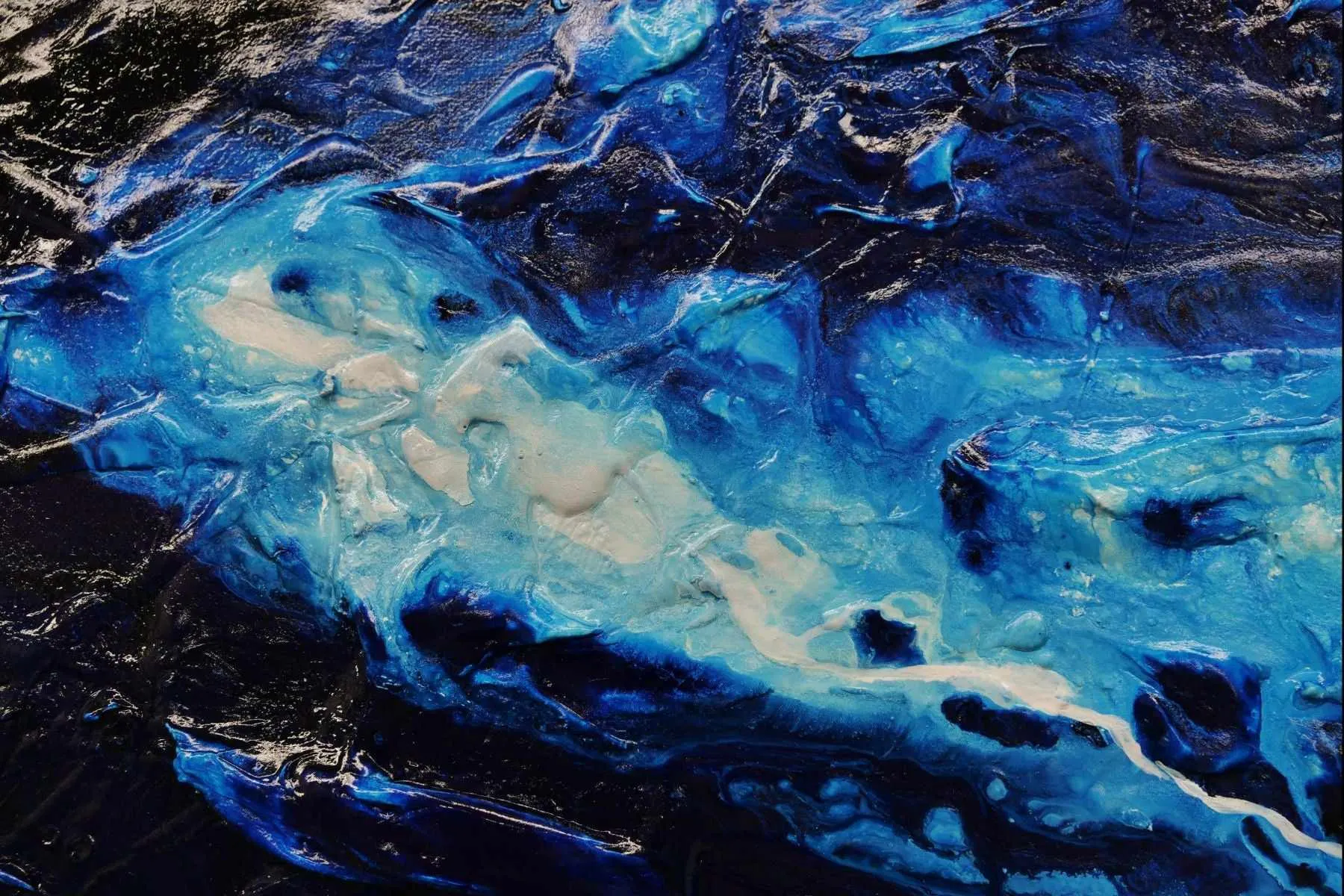 Coastal Existence 270cm x 120cm Blue White Textured Abstract Painting (SOLD)