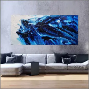 Coastal Existence 270cm x 120cm Blue White Textured Abstract Painting (SOLD)