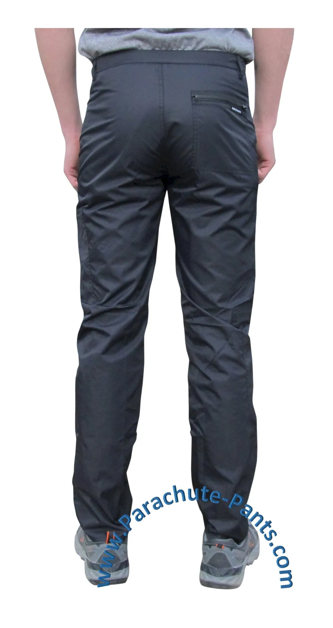 Countdown Black Classic Nylon Parachute Pants with Black Zippers