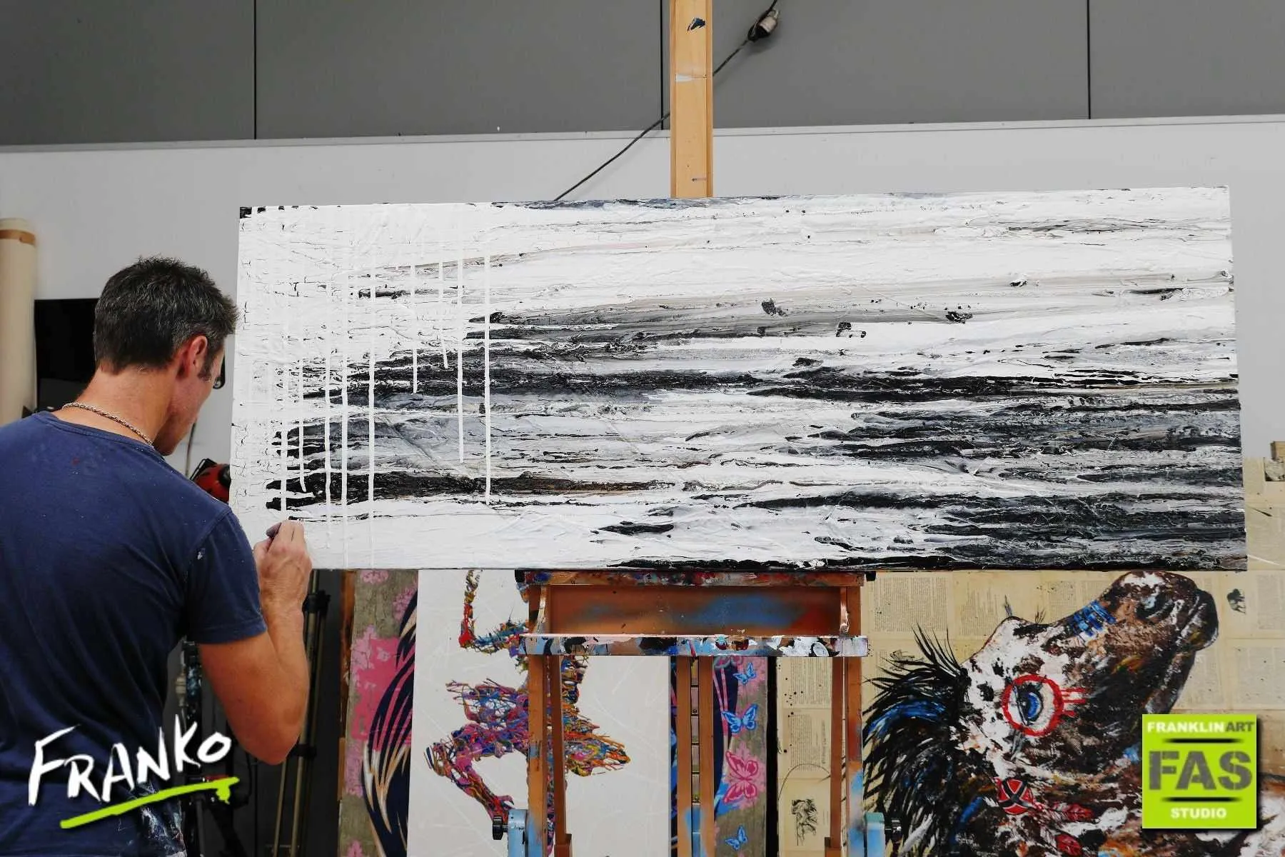 Decayed Jazz 160cm x 60cm White Black Abstract Painting (SOLD)
