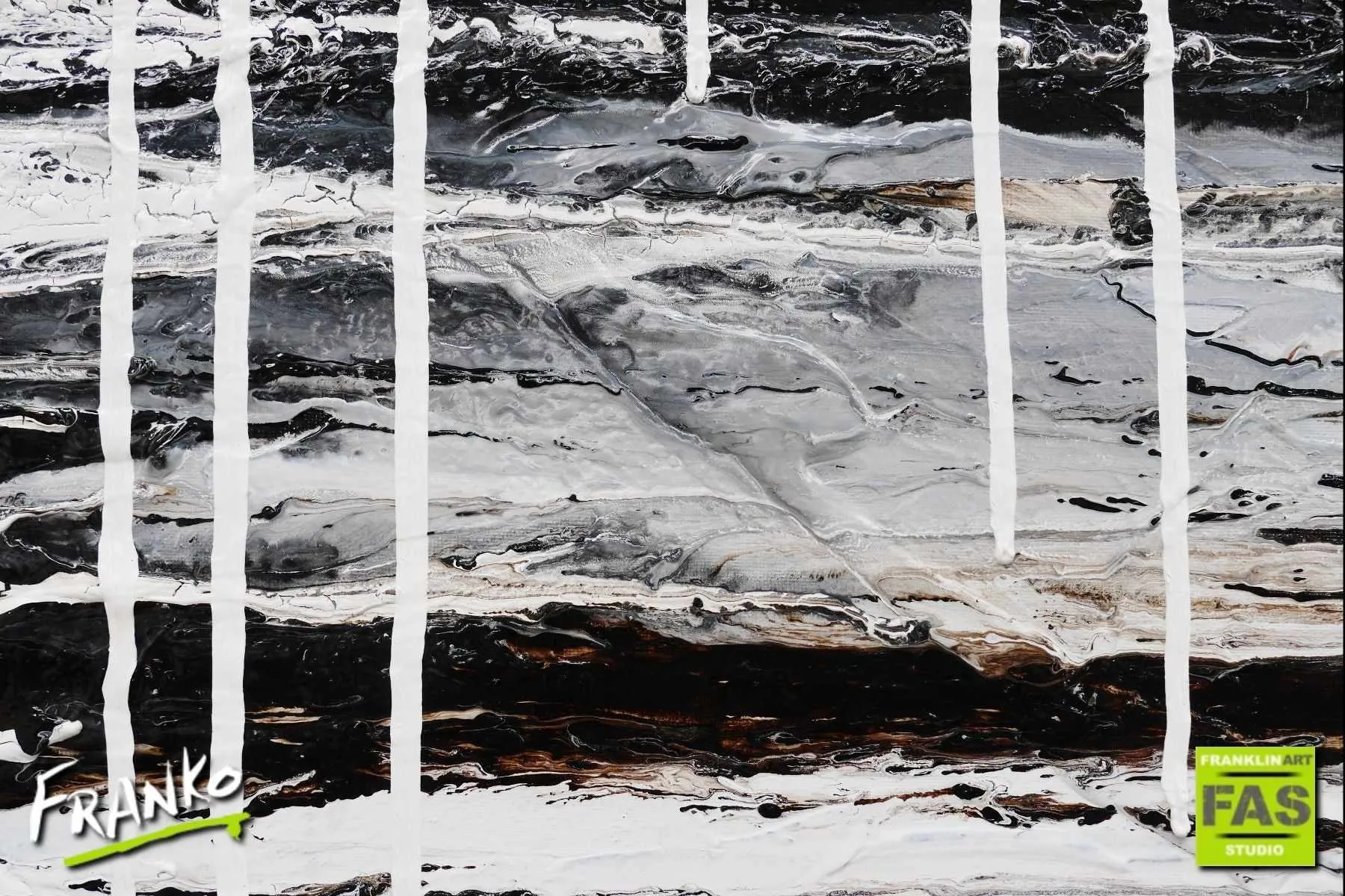 Decayed Jazz 160cm x 60cm White Black Abstract Painting (SOLD)