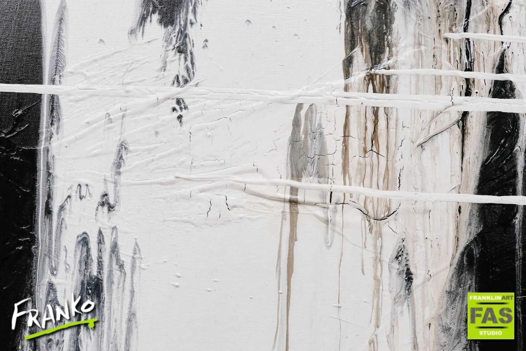 Decayed Moments 75cm x 100cm White Black Abstract Painting (SOLD)