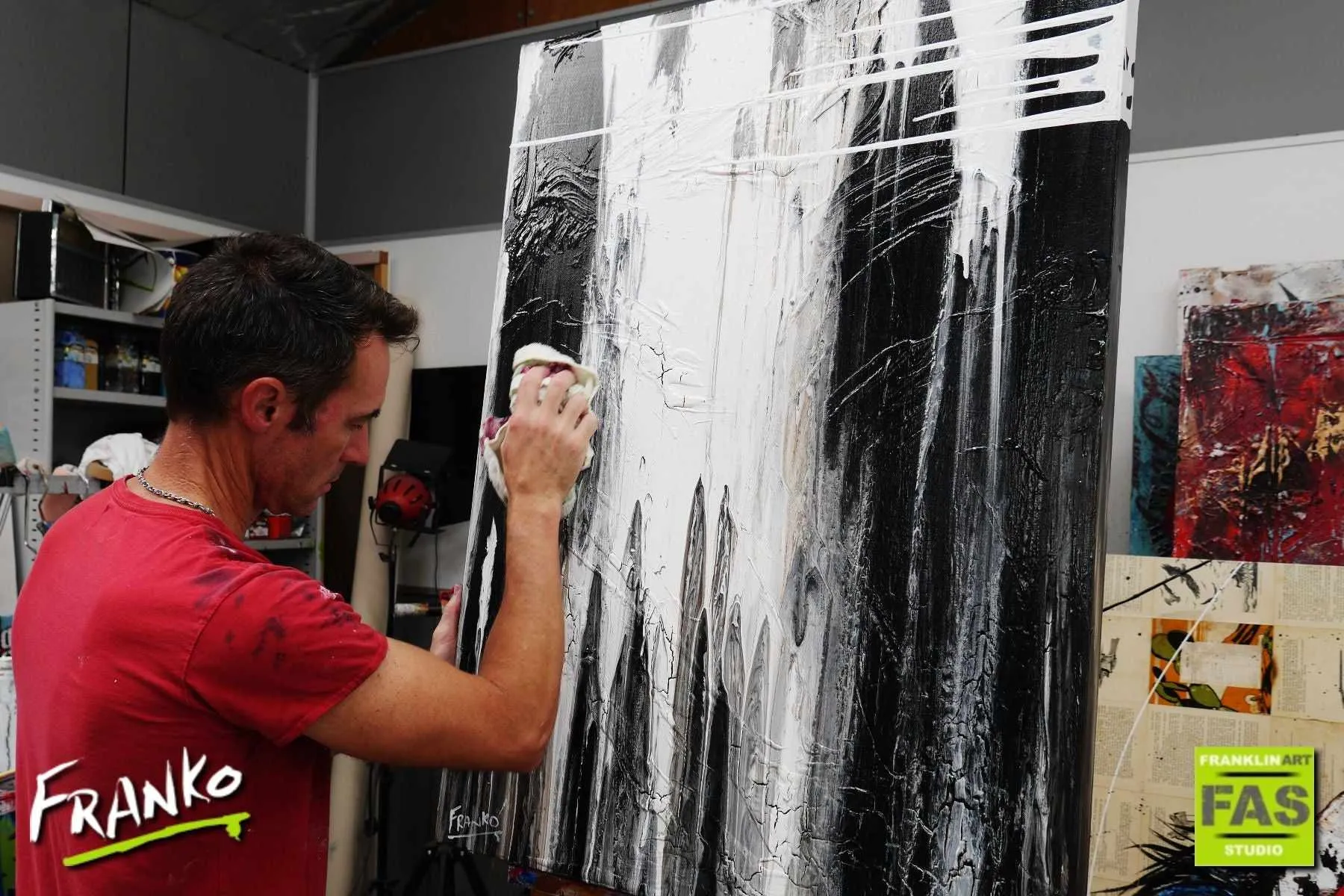 Decayed Moments 75cm x 100cm White Black Abstract Painting (SOLD)