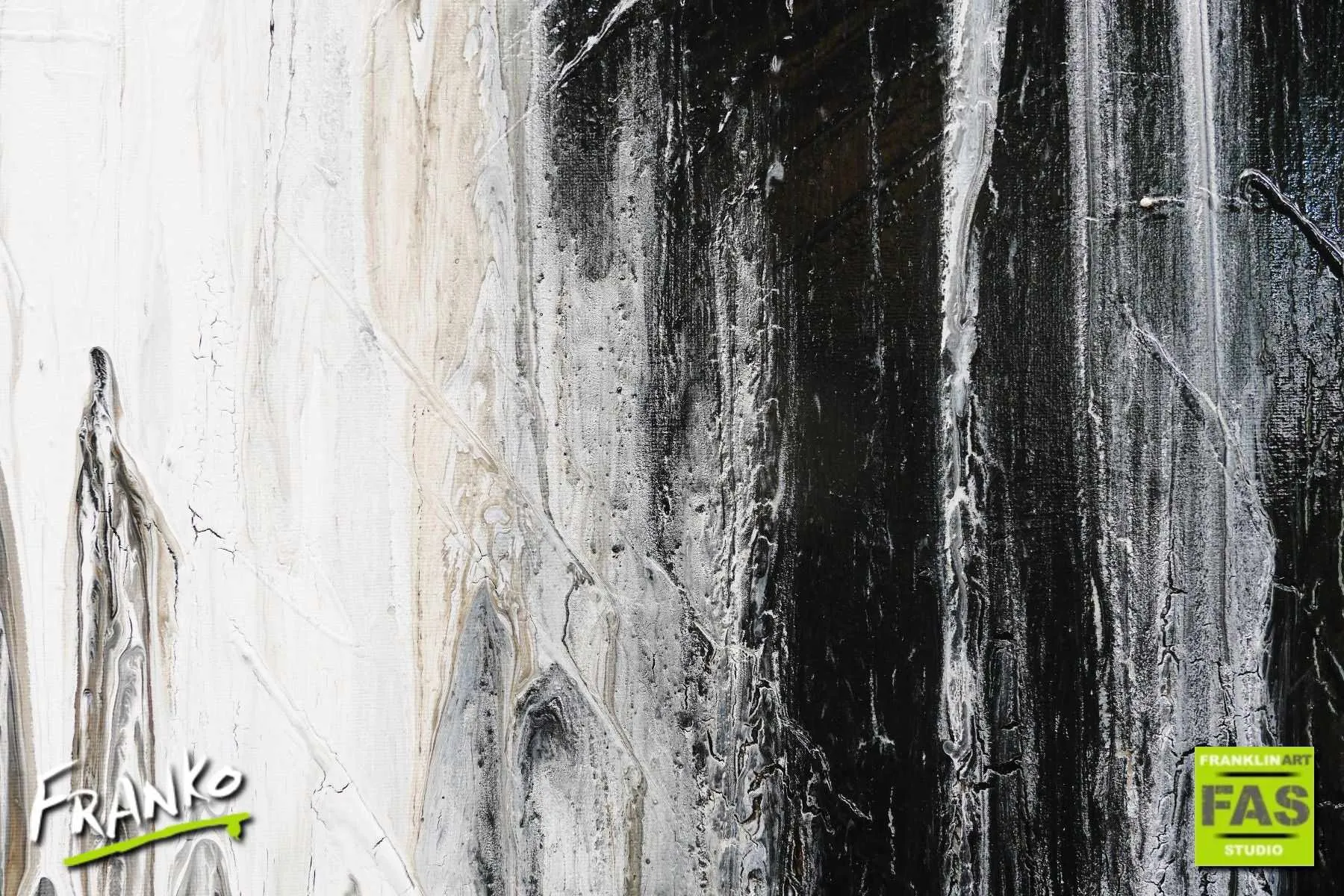 Decayed Moments 75cm x 100cm White Black Abstract Painting (SOLD)
