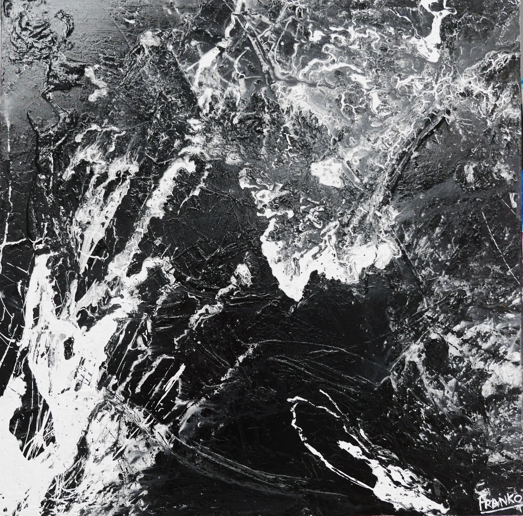 Deep Dark Nights 120cm x 120cm Black Abstract Painting (SOLD)
