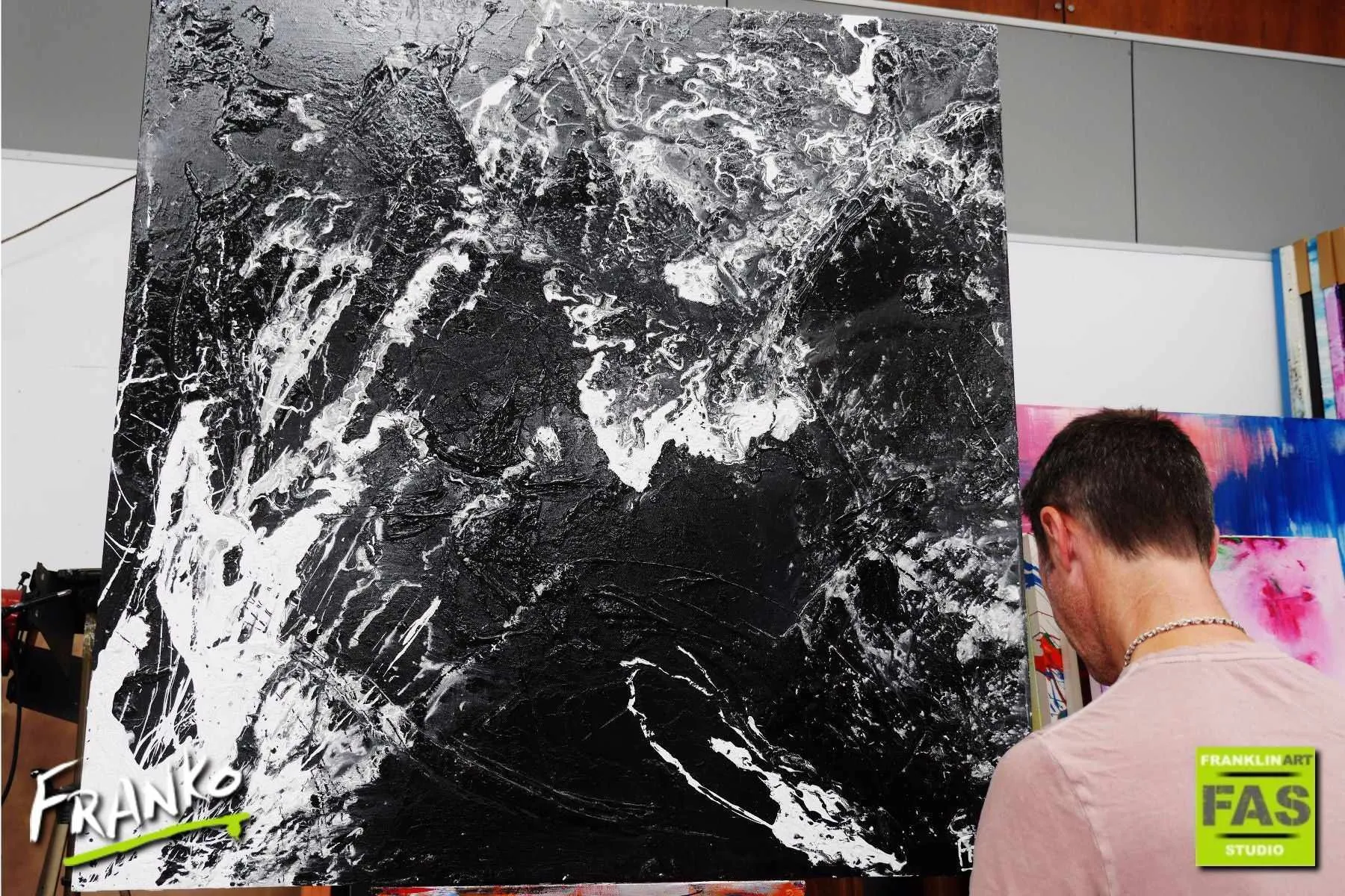 Deep Dark Nights 120cm x 120cm Black Abstract Painting (SOLD)