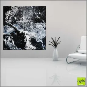 Designer Tango 100cm x 100cm White Black Textured Abstract Painting (SOLD)
