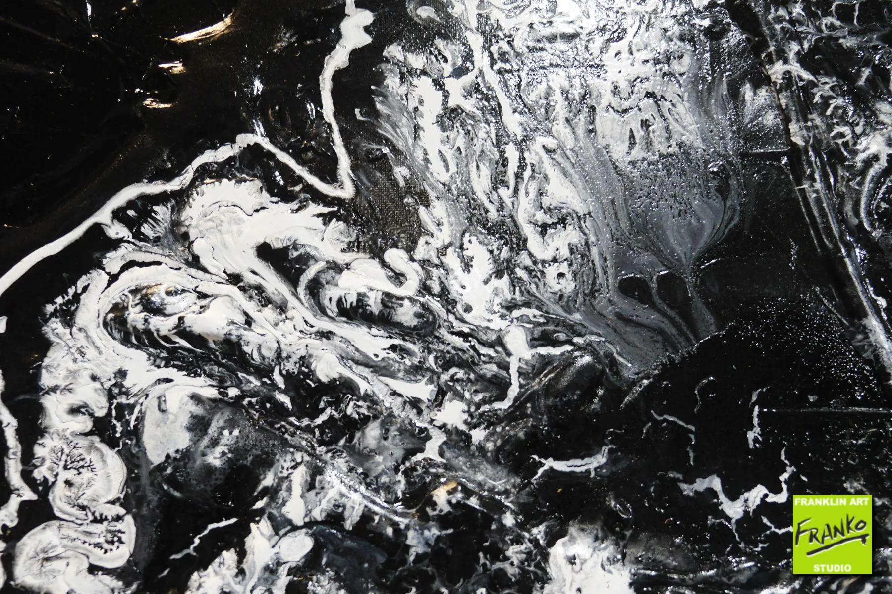 Designer Tango 100cm x 100cm White Black Textured Abstract Painting (SOLD)