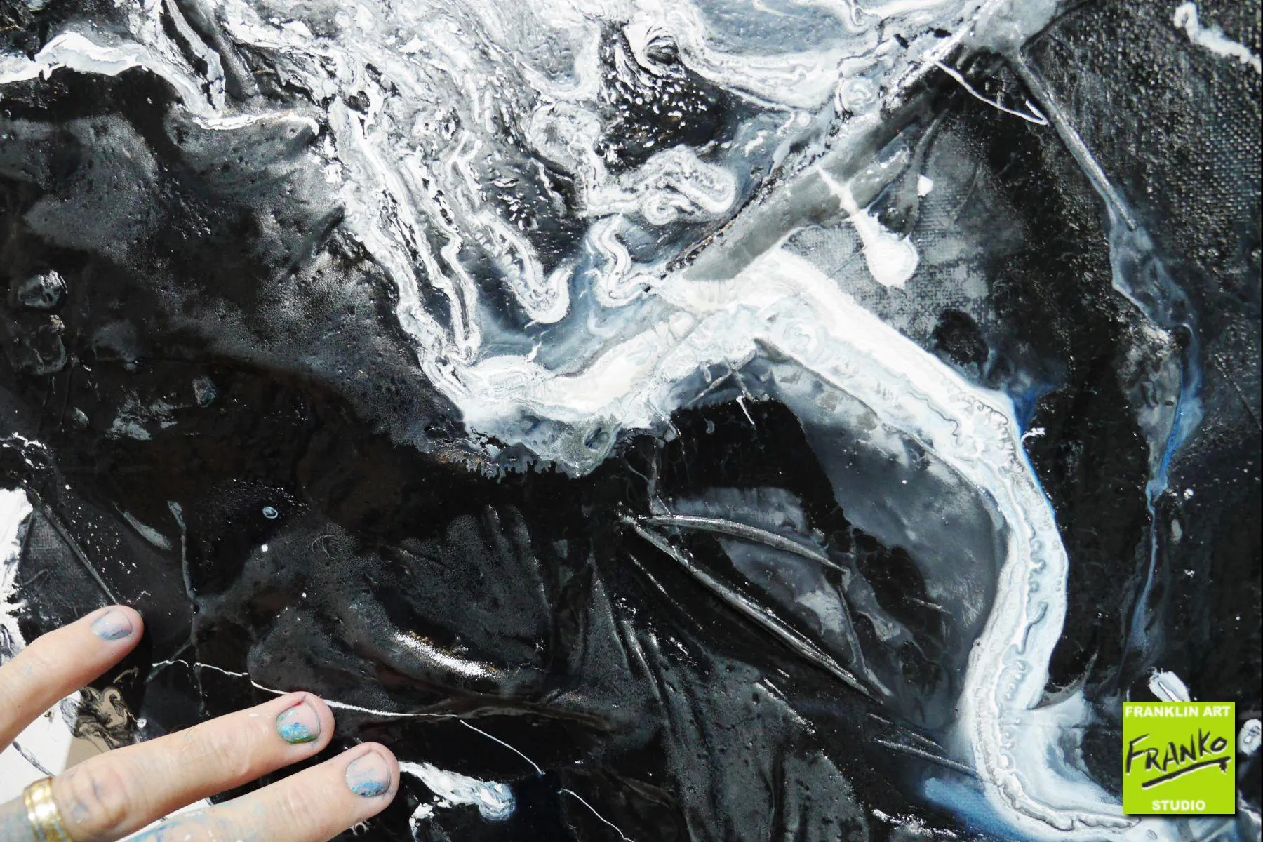 Designer Tango 100cm x 100cm White Black Textured Abstract Painting (SOLD)