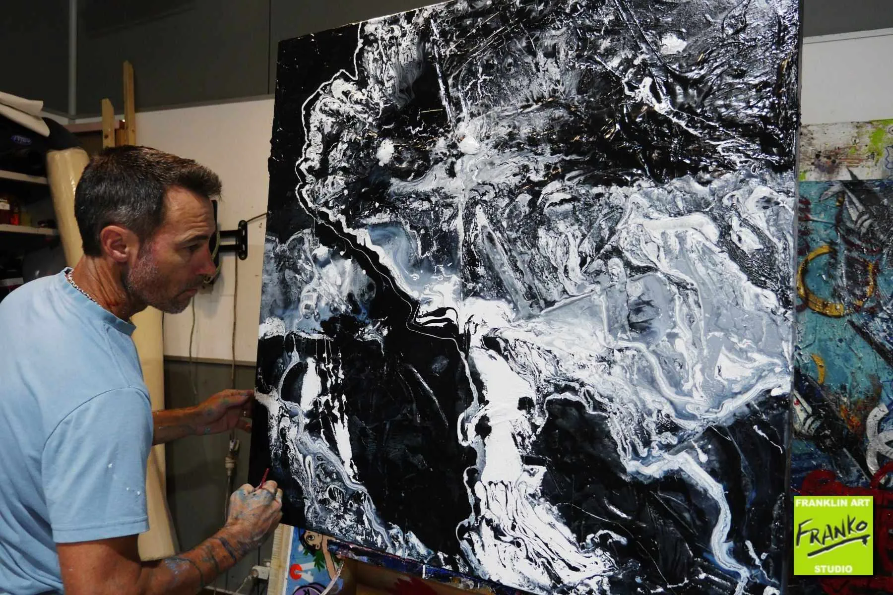 Designer Tango 100cm x 100cm White Black Textured Abstract Painting (SOLD)