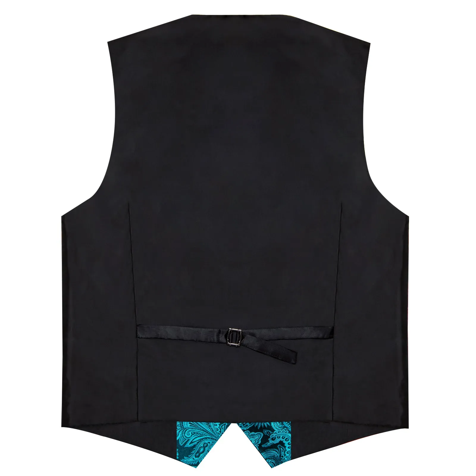 DiBanGu Notched Collar Vest Teal Floral Jacquard V Neck Mens Waistcoat Vest Tie Handkerchief Cufflinks Set