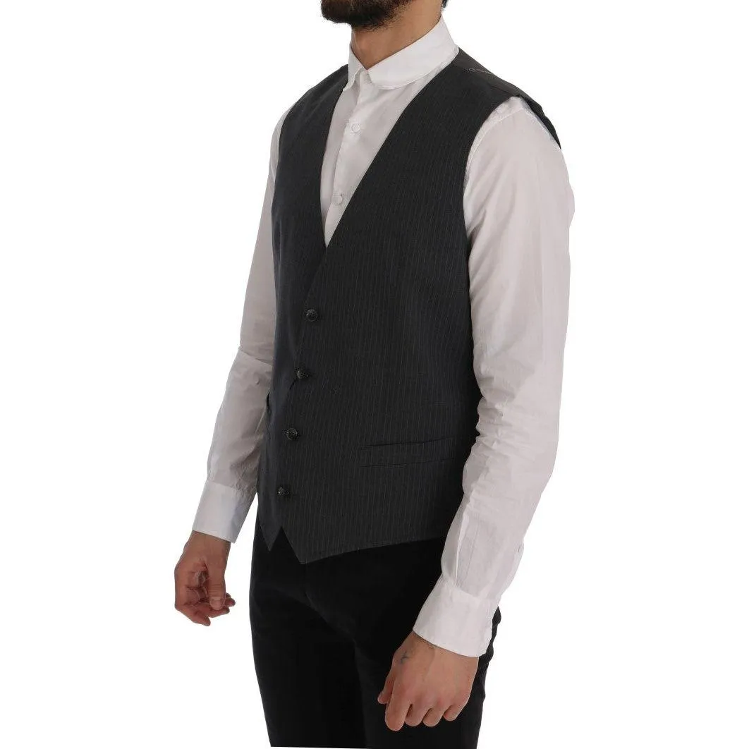 Dolce & Gabbana Elegant Gray Striped Waistcoat Vest