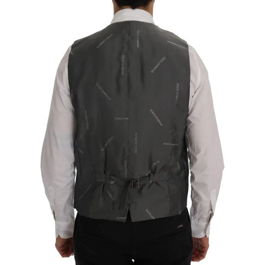 Dolce & Gabbana Elegant Gray Striped Waistcoat Vest