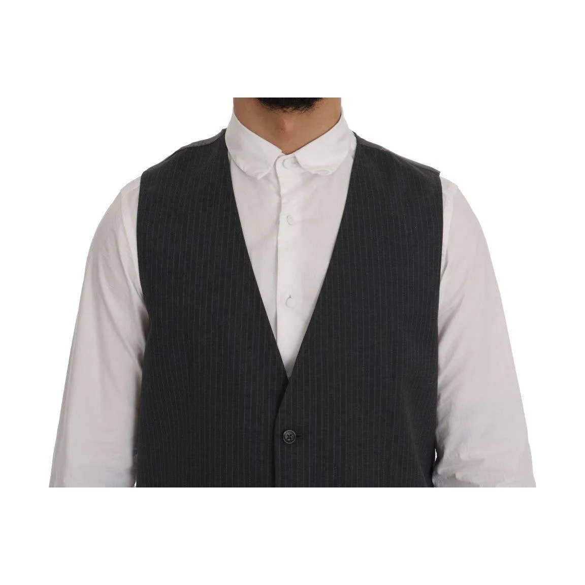 Dolce & Gabbana Elegant Gray Striped Waistcoat Vest