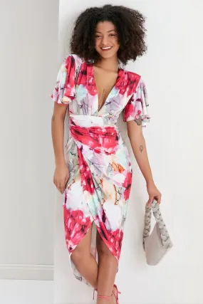 Forever Angel Sleeve Dress in Passion Flower print