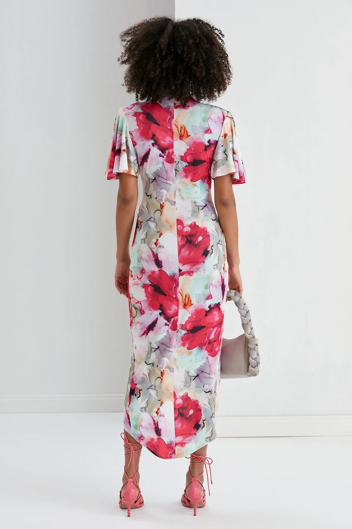Forever Angel Sleeve Dress in Passion Flower print