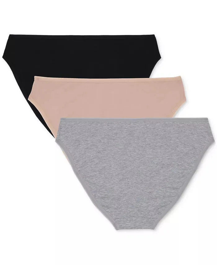 GAP Women's 3-Pk Bikini Underwear  Neutral Pink/Light Heather Grey/Black Size XS