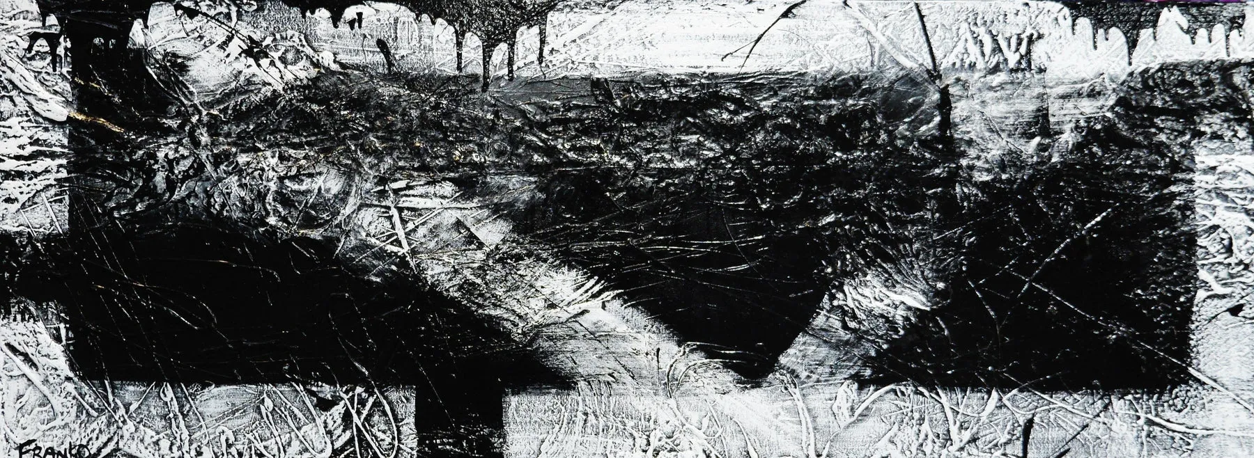 Geometric Swagger 160cm x 60cm Black White Textured Abstract Painting (SOLD)