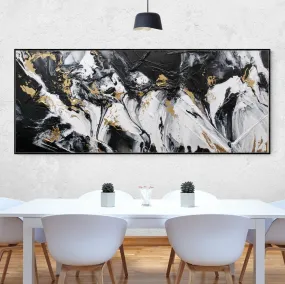 Gold Riches 240cm x 100cm Black Metallic Gold White Textured Abstract Painting (SOLD)