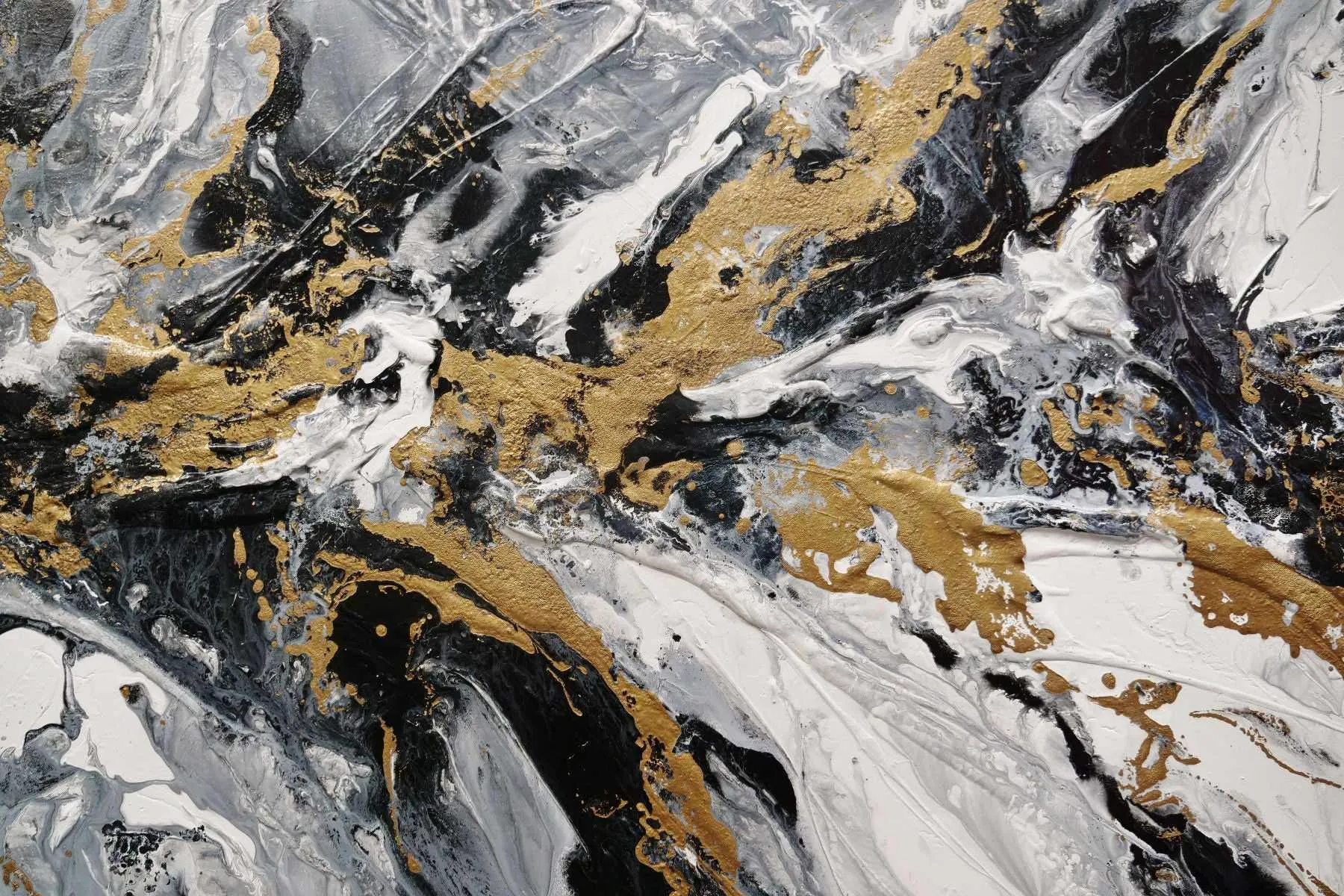 Golden Ransom 200cm x 80cm Gold White Black Textured Abstract Painting (SOLD)