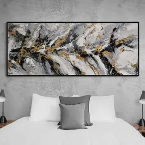 Golden Ransom 200cm x 80cm Gold White Black Textured Abstract Painting (SOLD)