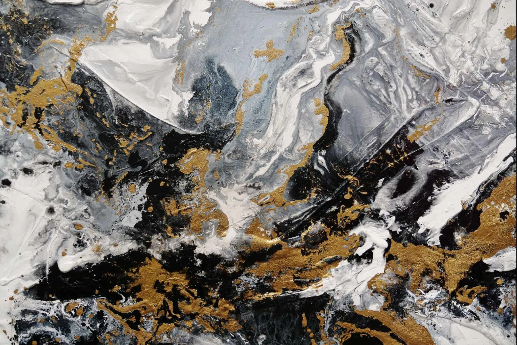 Golden Ransom 200cm x 80cm Gold White Black Textured Abstract Painting (SOLD)