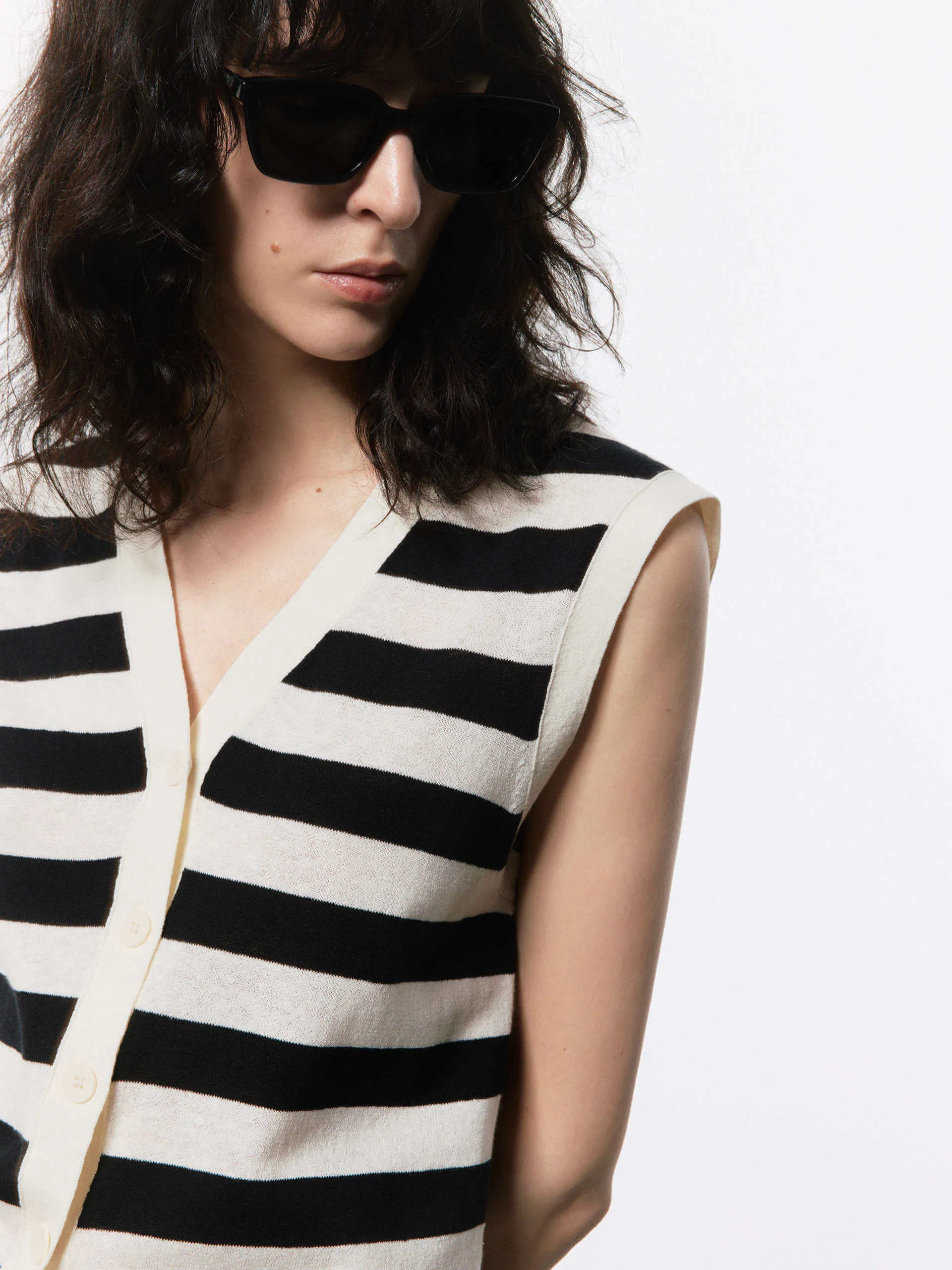 Include Linen Striped Vest