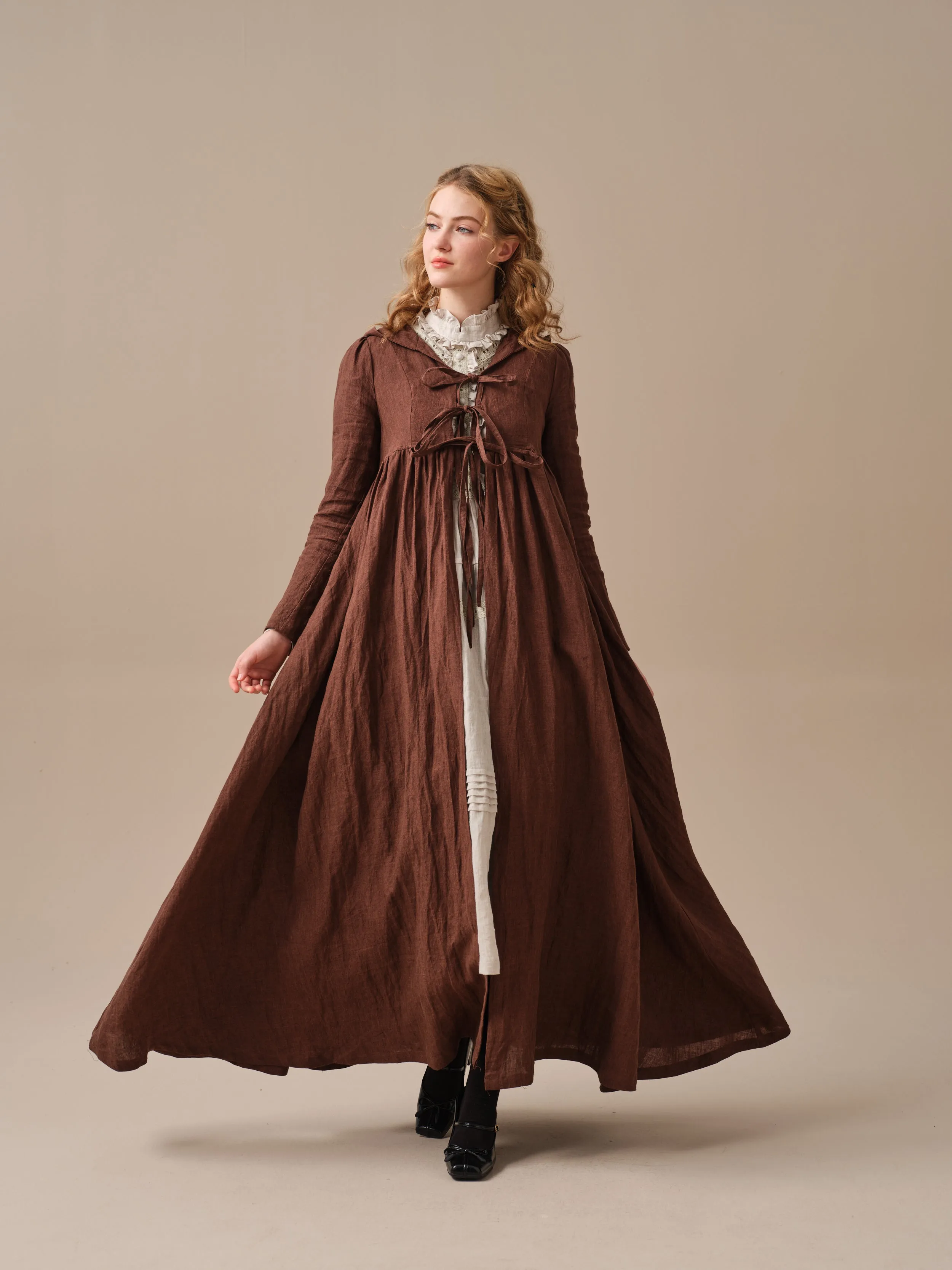 Jane 31 | hooded 100% linen coat dress