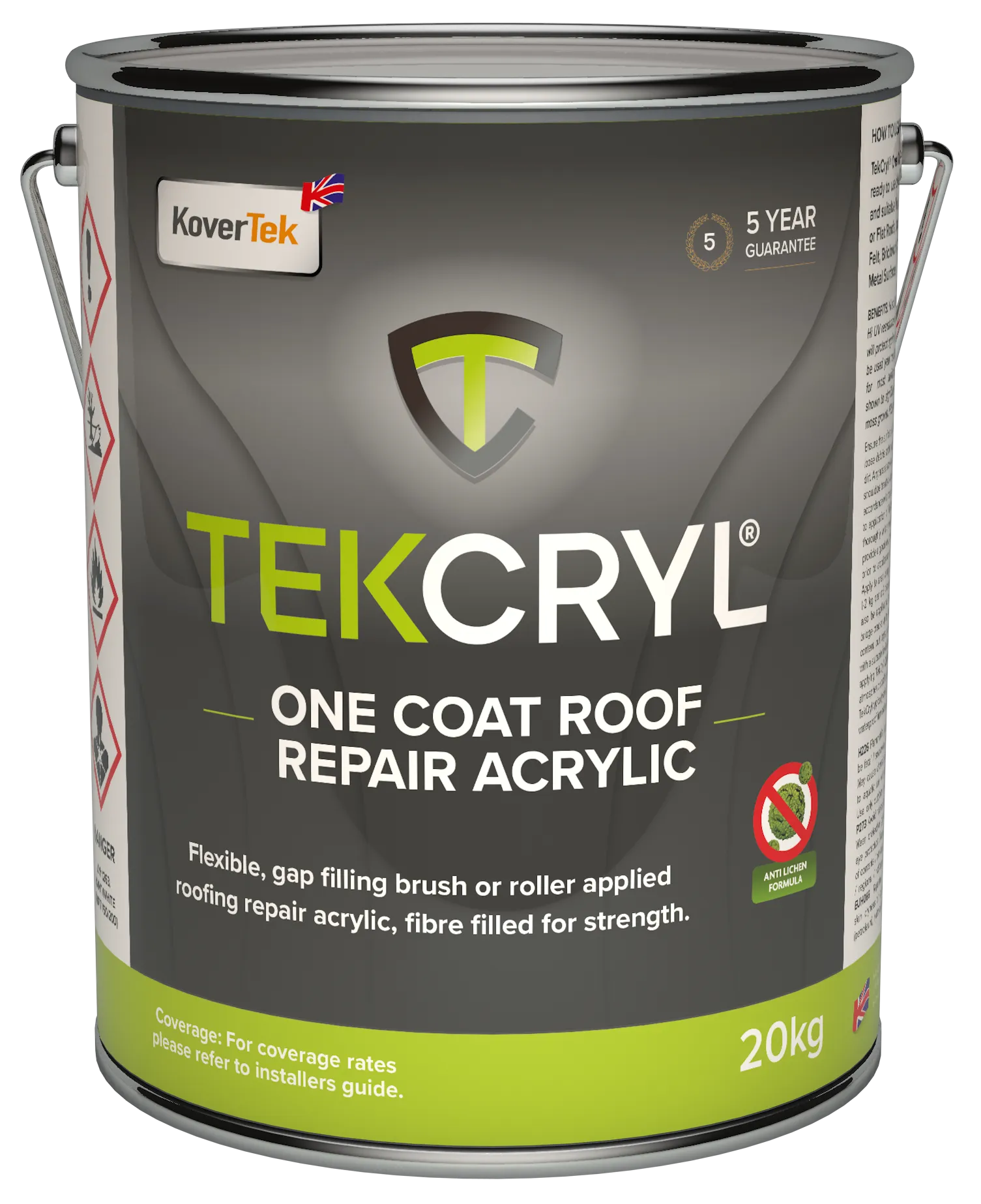Kovertek TekCryl One Coat Acrylic Roof Repair Coating - Grey 20kg