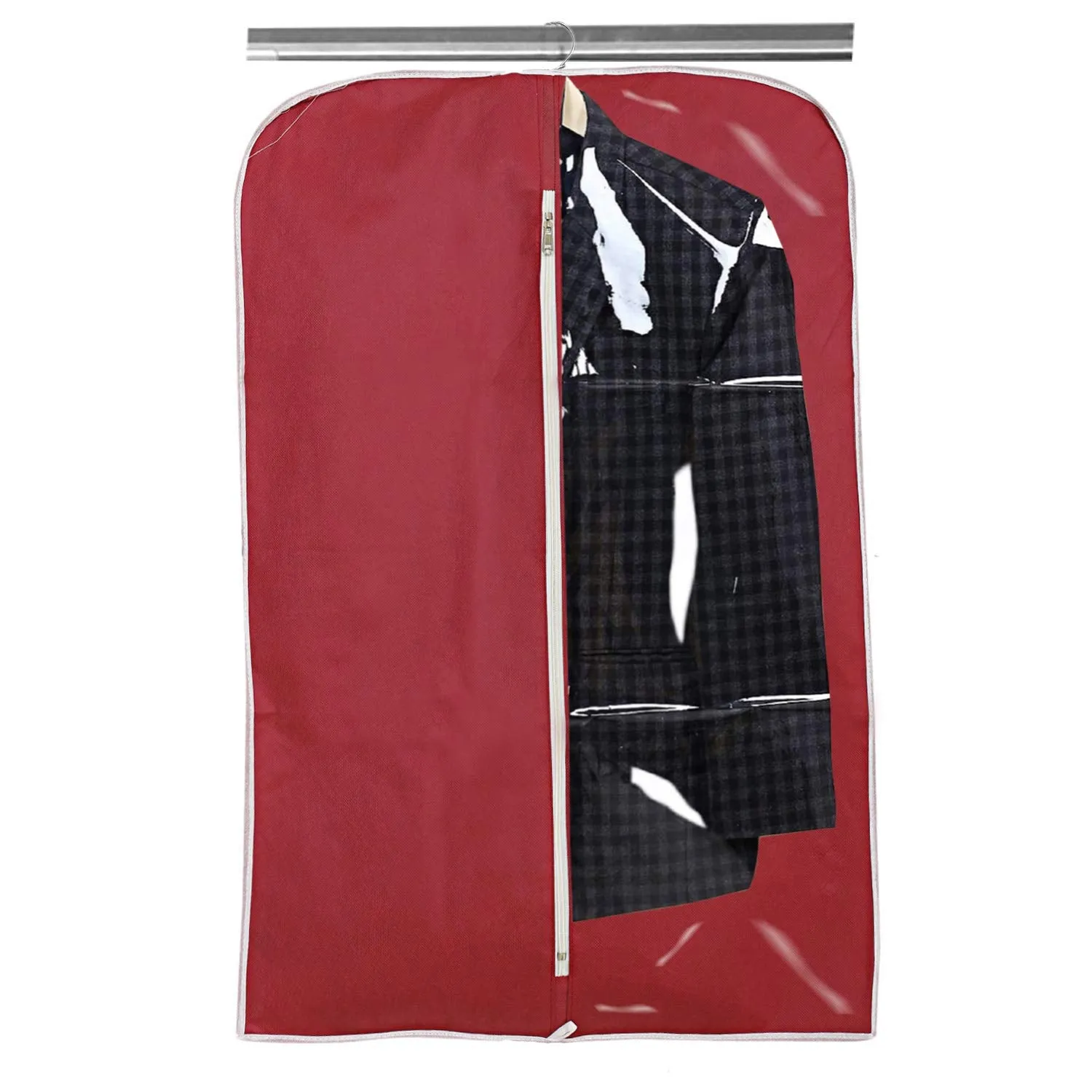 Kuber Industries 4 Pieces Half Transparent Non Woven Men's Coat Blazer Suit Cover (Grey & Black & Maroon & Brown) - CTKTC041532