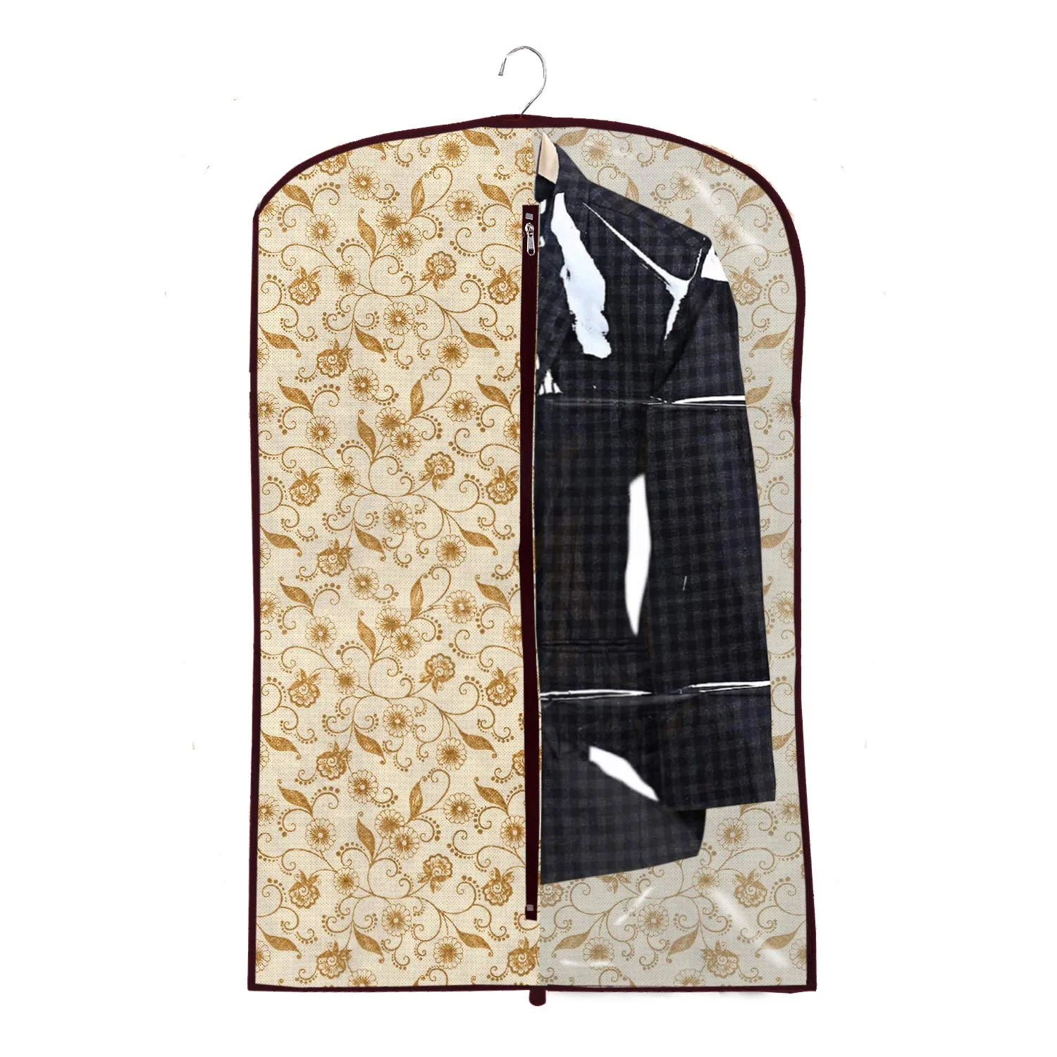 Kuber Industries 4 Pieces Half Transparent Non Woven Men's Coat Blazer Suit Cover (Grey & Black & Maroon & Brown) - CTKTC041532