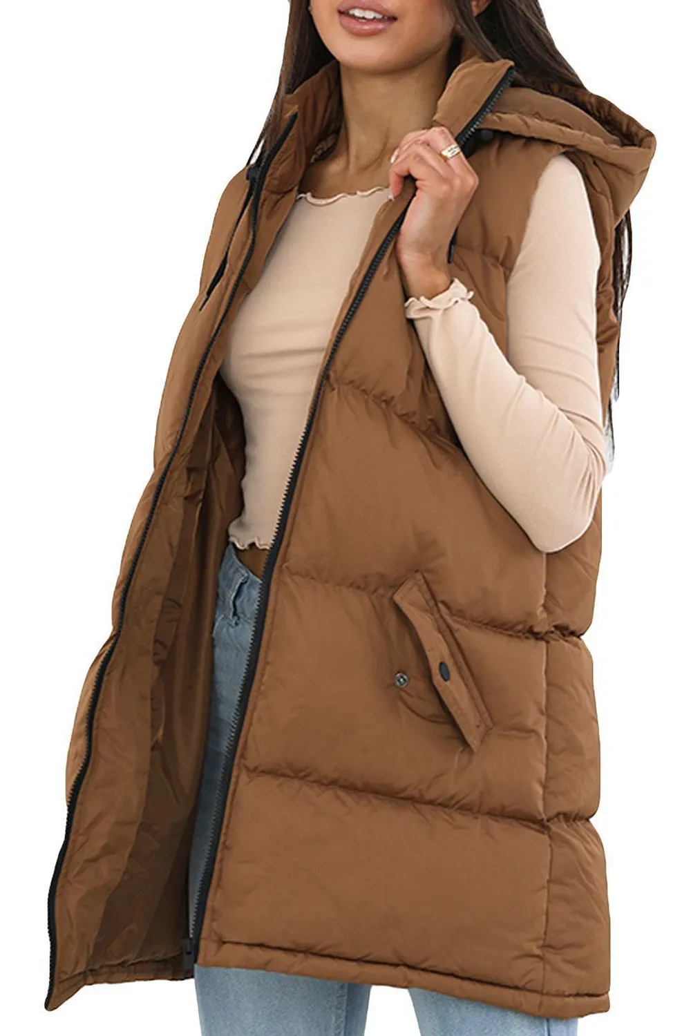 Ladies Sleeveless Padded Longline Gilet - UK 10