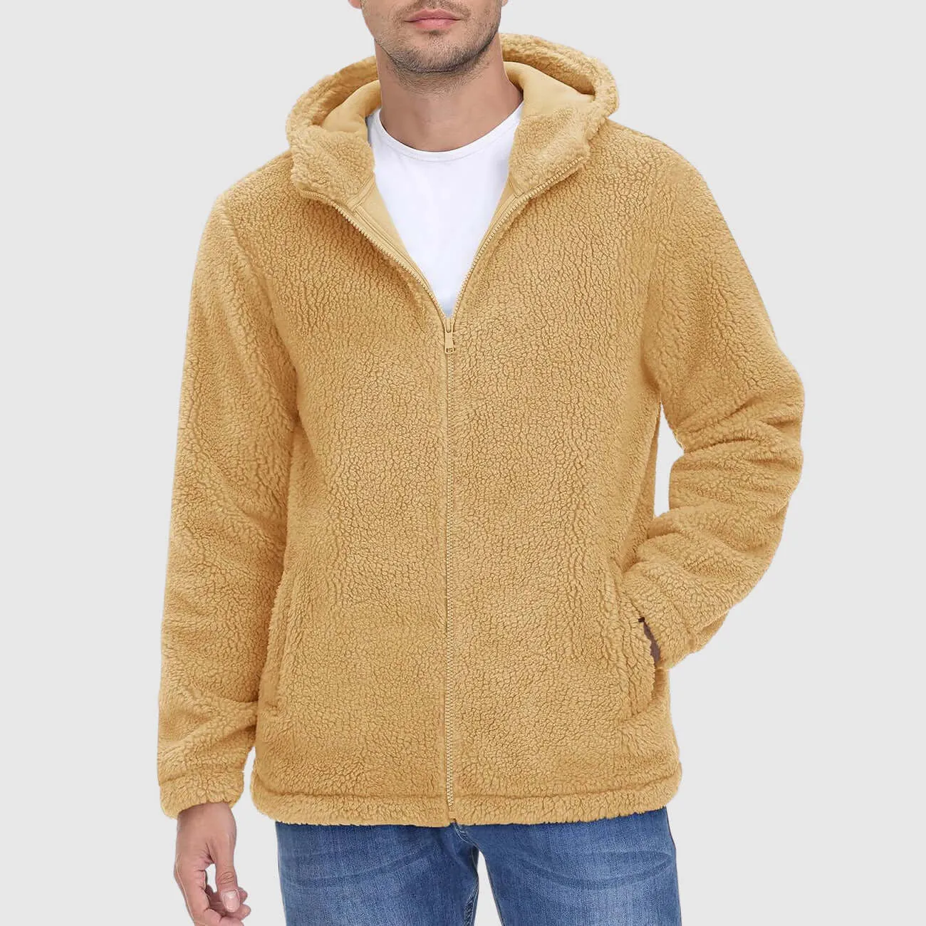 Men's Hooded Sherpa Fleece Jacket