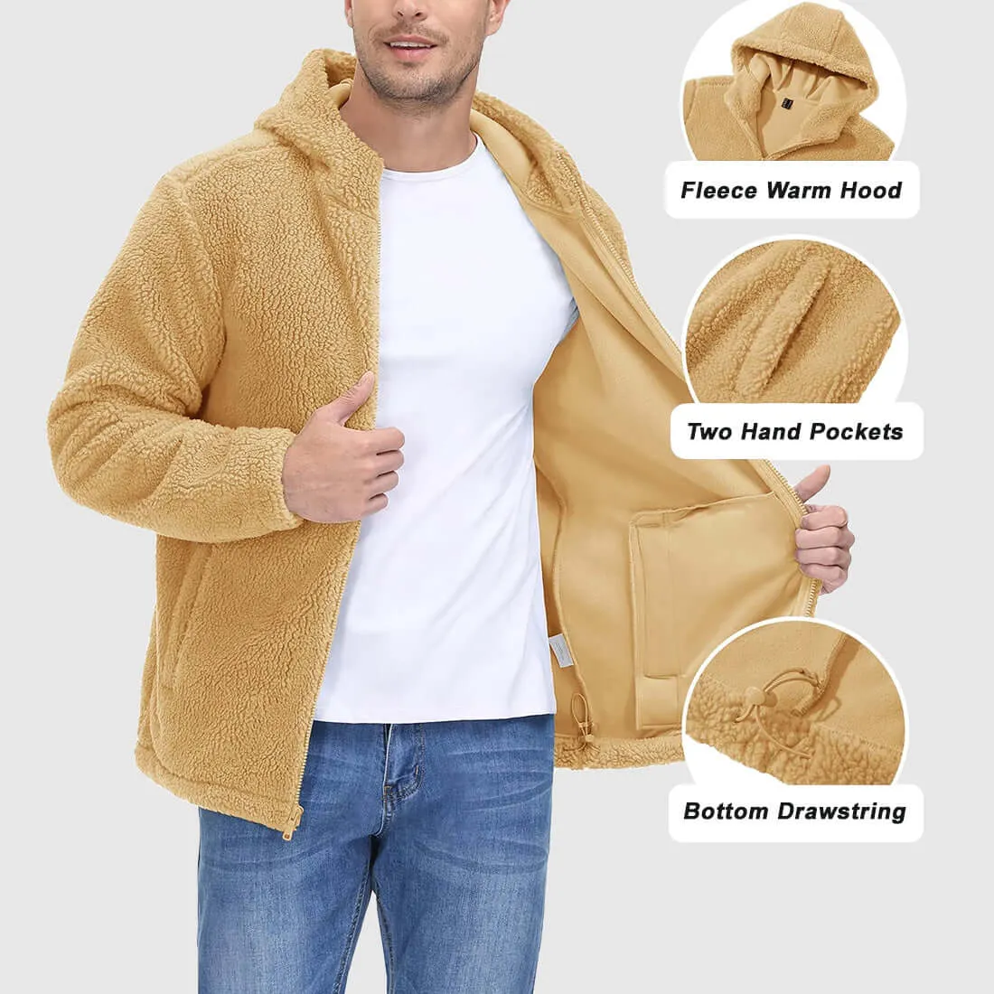 Men's Hooded Sherpa Fleece Jacket